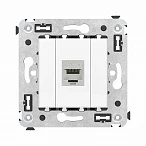 DKC Компьютерная розетка RJ-45 без шторки в стену, кат.6 одинарная экранированная, "Avanti", "Белое облако"
