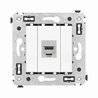 DKC Компьютерная розетка RJ-45 без шторки в стену, кат.6 одинарная экранированная, "Avanti", "Белое облако"