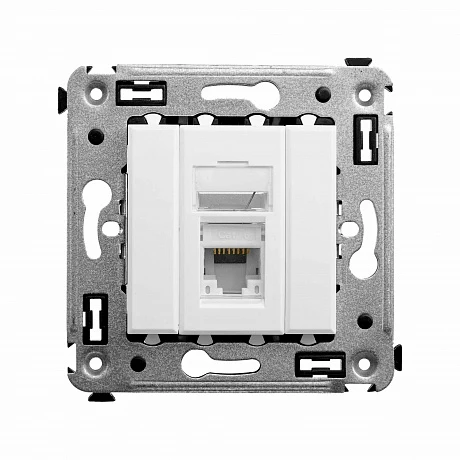 DKC Компьютерная розетка RJ-45 в стену, кат.6 одинарная,"Avanti", "Белое облако"