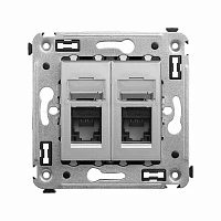 DKC Компьютерная розетка RJ-45 в стену, кат.5e двойная, "Avanti","Закаленная сталь"