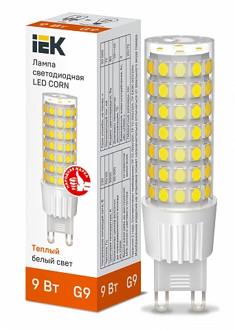 IEK Лампа LED CORN капсула 9Вт 230В 3000К керамика G9