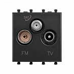 DKC Розетка TV-FM-SAT модульная, "Avanti", "Черный матовый", 2 модуля