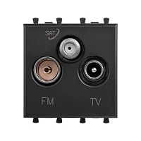 DKC Розетка TV-FM-SAT модульная, "Avanti", "Черный матовый", 2 модуля