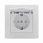 EKF Basic Минск Белый Розетка с/з, со шторками и крышкой, 16А, СП