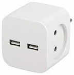 ЭРА Разветвитель электрический ЭРА SP-2-USB-W на 2 розетки 220V + 2xUSB 2400mA, без заземл 10А (белый)