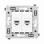 DKC Компьютерная розетка RJ-45 без шторки в стену, кат.6 двойная, "Avanti", "Белое облако"