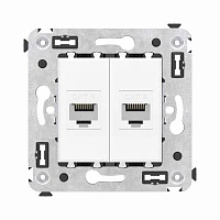 DKC Компьютерная розетка RJ-45 без шторки в стену, кат.6 двойная, "Avanti", "Белое облако"