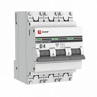 EKF PROxima ВА 47-63M  Автоматический выключатель  (D) 3P 4А 6кА c одним магнитным расцепителем