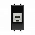 DKC Компьютерная розетка RJ-45 без шторки модульная, кат.6А экранированная, "Avanti", "Черный квадрат", 1 модуль