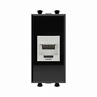 DKC Компьютерная розетка RJ-45 без шторки модульная, кат.6А экранированная, "Avanti", "Черный квадрат", 1 модуль