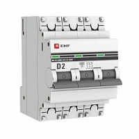 EKF PROxima ВА 47-63M  Автоматический выключатель  (D) 3P 2А 6кА c одним магнитным расцепителем