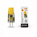 Gauss Лампа Elementary G4 12V 3W 210lm 3000K силикон LED 1/20/200