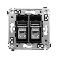 DKC Компьютерная розетка RJ-45 в стену, кат.6 двойнаяэкранированная,"Avanti", "Черный квадрат"