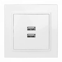 EKF Basic Минск Белый Розетка USB 2-ая, 2,1А, СП