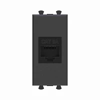 DKC Компьютерная розетка RJ-45 без шторки модульная, кат.6А, "Avanti", "Черный матовый", 1 модуль