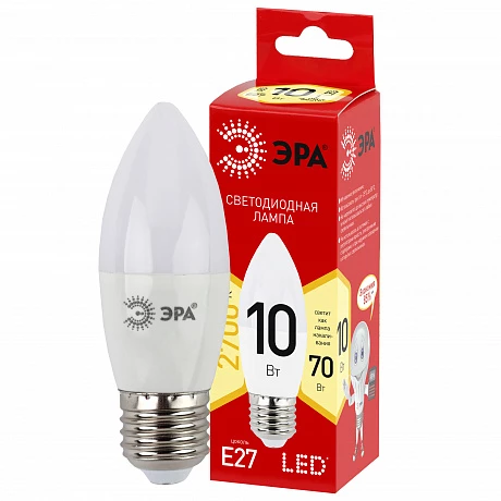 ЭРА Лампочка светодиодная RED LINE LED B35-10W-827-E27 R E27 / Е27 10 Вт свеча теплый белый свет