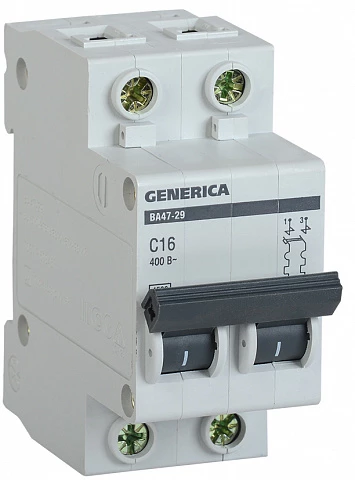 IEK GENERICA Автоматический выключатель ВА47-29 2Р 16А 4,5кА (С)
