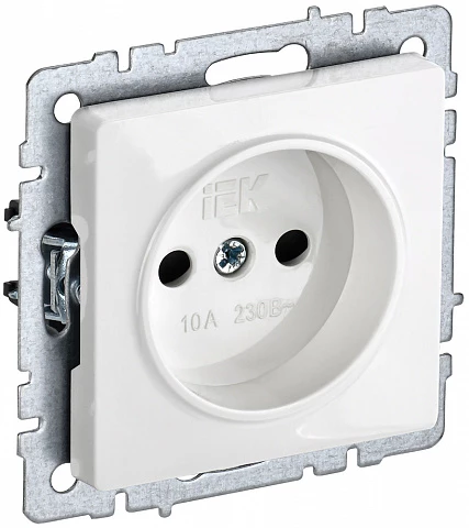 IEK BRITE Розетка 1-местная без заземления без защитных шторок 10А РС10-1-0-БрБ белый