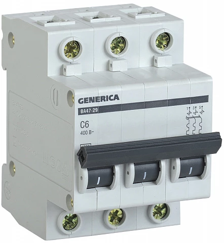 IEK GENERICA Автоматический выключатель ВА47-29 3Р 6А 4,5кА (С)