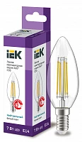 IEK Лампа LED C35 свеча прозрачный 7Вт 230В 4000К E14 серия 360°