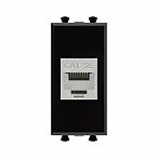 DKC Компьютерная розетка RJ-45 без шторки модульная, кат.5е экранированная, "Avanti", "Черный квадрат", 1 модуль