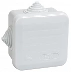 IEK Коробка КМ41236 распаячная для о/п 70х70х44 мм IP44 (RAL7035, 4 гермоввода, защелкивающаяся крышка)