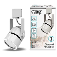 Gauss Светильник трековый цилиндр GU10 220V IP20 60*145мм белый однофазный