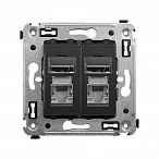 DKC Компьютерная розетка RJ-45 в стену, кат.5e двойная экранированная,"Avanti", "Черный матовый"