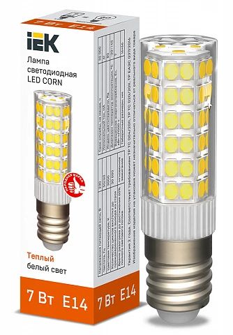 Лампа LED CORN капсула 7Вт 230В 3000К керамика E14 IEK