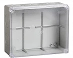 IEK Коробка КМ41275 распаячная для о/п 240х195х90 мм IP44 (RAL7035, прозр. кр., кабельные вводы 5 шт)