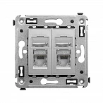 DKC Компьютерная розетка RJ-45 в стену, кат.6 двойная экранированная"Avanti", "Закаленная сталь"