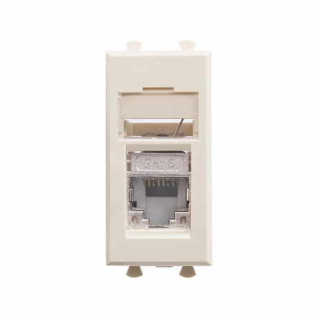 DKC Компьютерная розетка RJ-45 модульная, кат.6 экранированная, "Avanti","Ванильная дымка", 1 модуль