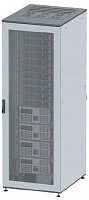 DKC Напольный 19" IT-корпус ДКС серии CQE 47U 600х2200х600, двери перфорированная+перфорированная, панели для крыши, кабельный ввод,RAL7011/7035