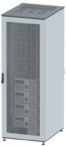 DKC Напольный 19" IT-корпус ДКС серии CQE 47U 600х2200х600, двери перфорированная+перфорированная, панели для крыши, кабельный ввод,RAL7011/7035