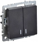 IEK BRITE Выключатель 2-клавишный с индикацией 10А ВС10-2-1-БрЧ черный