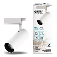 Gauss Светильник трековый цилиндр 16W 1390lm 4000K 180-240V IP20 65*210мм белый угол 24º LED