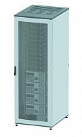 DKC Напольный 19" IT-корпус ДКС серии CQE 47U 600х2200х1000, двери перфорированная+перфорированная, панели для крыши, кабельный ввод,RAL7011/7035