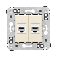 DKC Компьютерная розетка RJ-45 без шторки в стену, кат.5е двойная, "Avanti", "Ванильная дымка"