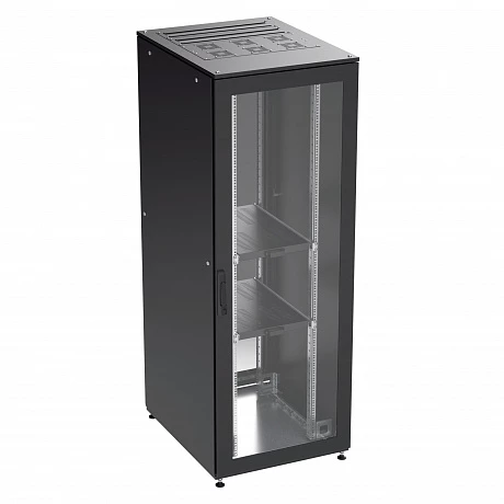DKC Собранный напольный 19" IT-CQE, 42U 800х1000 двери перф/перф, RAL 9005