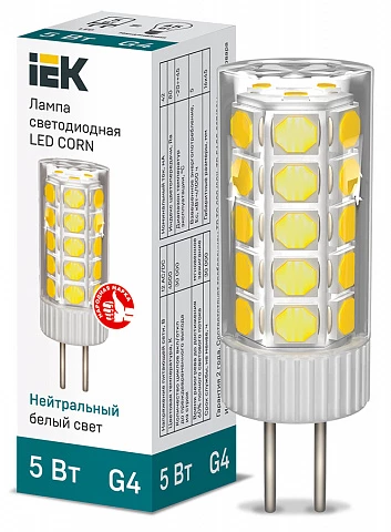 IEK Лампа LED CORN капсула 5Вт 12В 4000К керамика G4