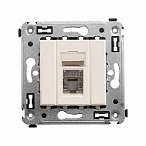 DKC Компьютерная розетка RJ-45 в стену, кат.6 одинарная экранированная, "Avanti","Ванильная дымка"