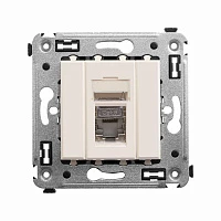 DKC Компьютерная розетка RJ-45 в стену, кат.6 одинарная экранированная, "Avanti","Ванильная дымка"