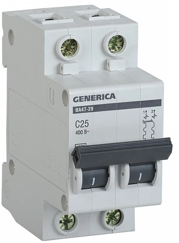 IEK GENERICA Автоматический выключатель ВА47-29 2Р 25А 4,5кА (С)
