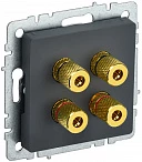 IEK BRITE Аудиорозетка 4-мест. РА10-БрГ графит