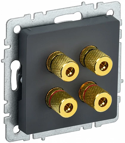 IEK BRITE Аудиорозетка 4-мест. РА10-БрГ графит