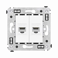 DKC Компьютерная розетка RJ-45 без шторки в стену, кат.6А двойная, "Avanti", "Белое облако"