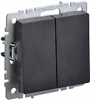 IEK BRITE Выключатель 2-клавишный проходной 10А ВС10-2-6-БрЧ черный