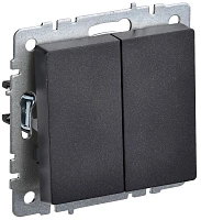 IEK BRITE Выключатель 2-клавишный проходной 10А ВС10-2-6-БрЧ черный