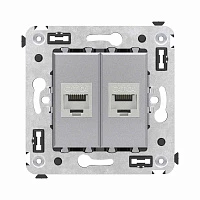 DKC Компьютерная розетка RJ-45 без шторки в стену, кат.6А двойная экранированная, "Avanti", "Закаленная сталь"