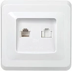 IEK VEGA РK/T12-ВБ Розетка 2-ая комп. и телеф. RJ11/RJ45 ВЕГА белый